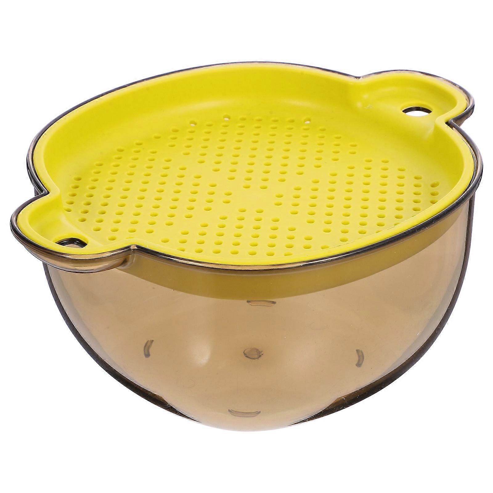 Vegetable Wash Basket Double Layered Drain Basin Reusable Plastic For Kitchen Preparation 2Pack