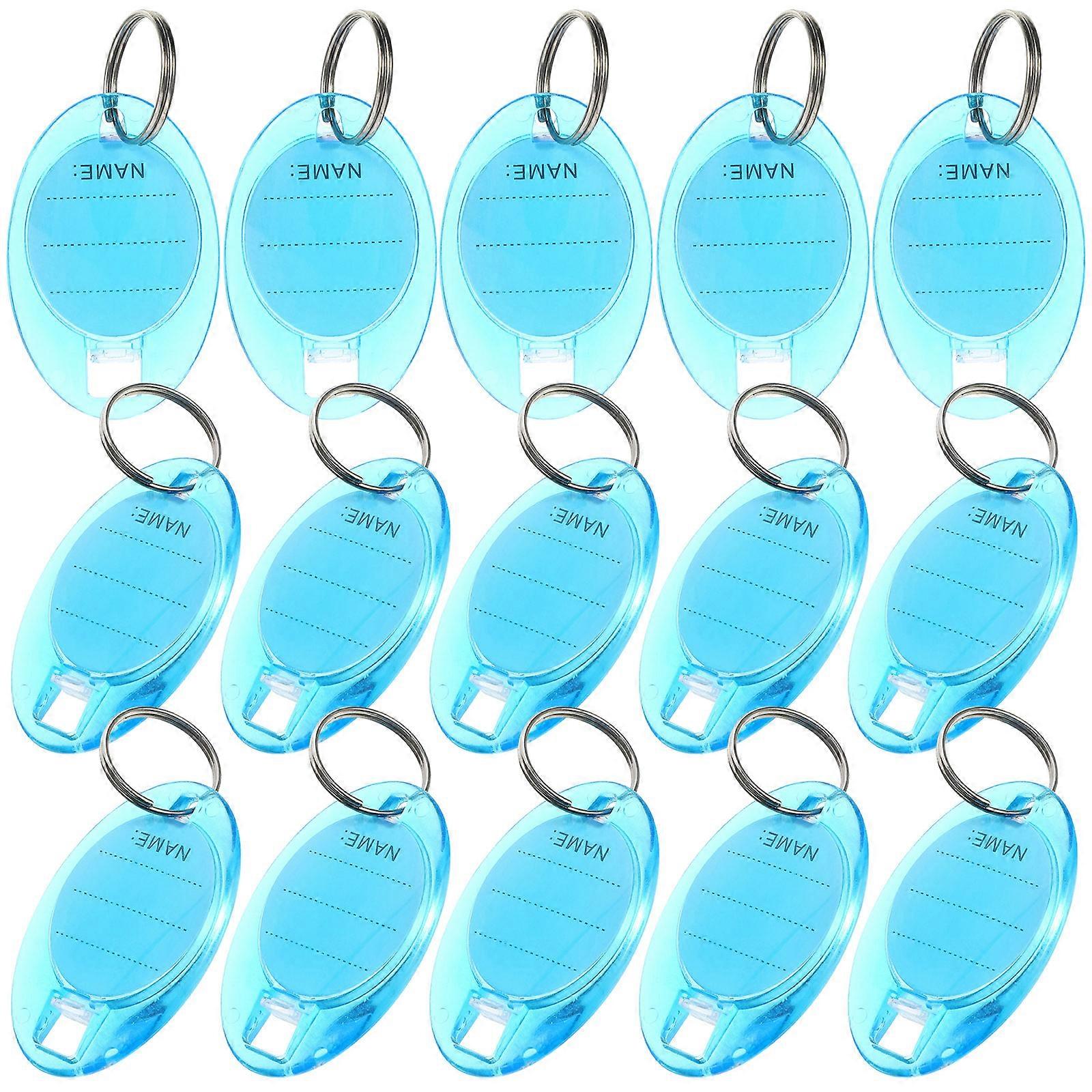 Key Tracking Tag Oval Key Chain with Label Window for Memory Sticks Pet Name Tags 4.5x2.8CM Identification 50Pcs