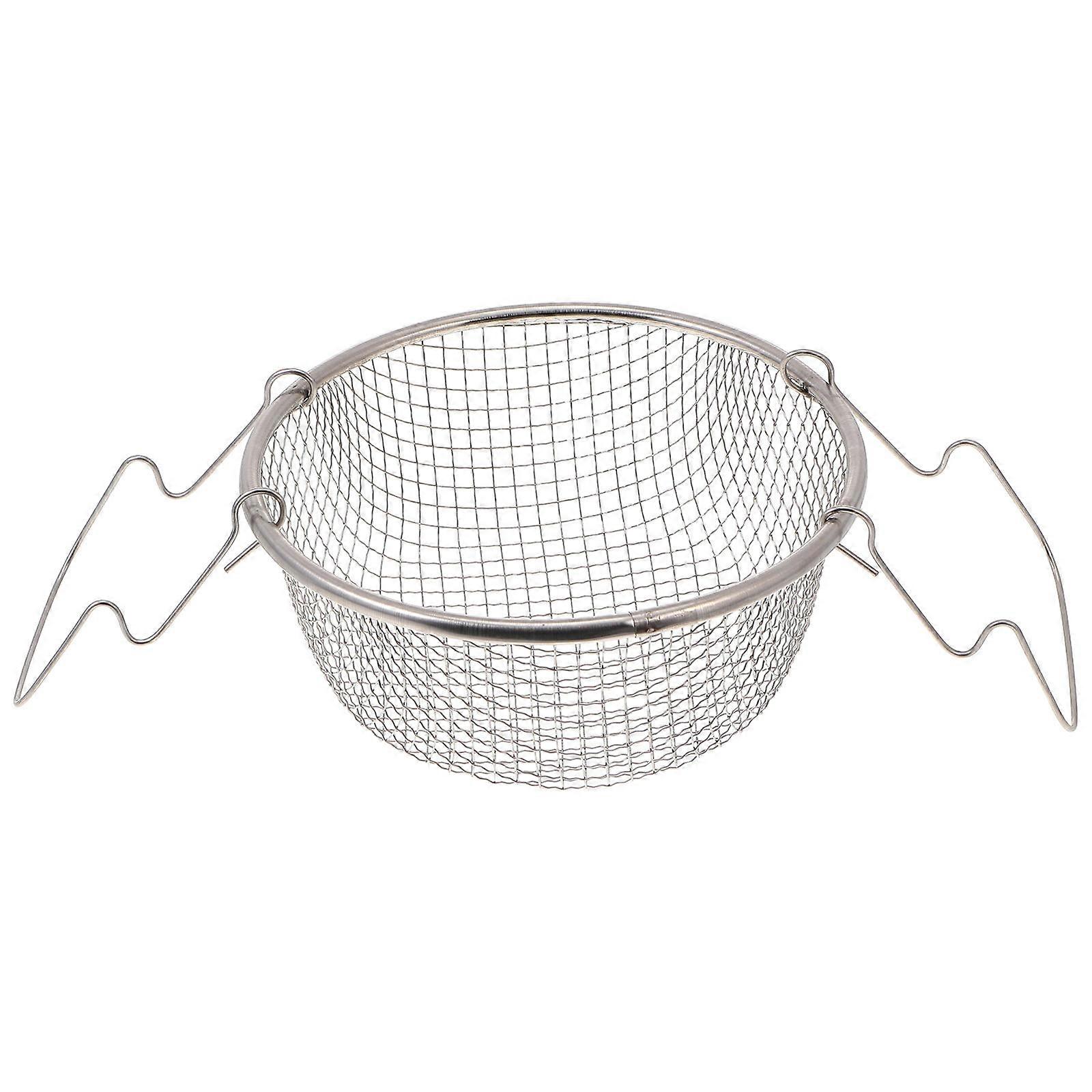 Fine Mesh Fry Basket Frying Basket Home Cooks Silver 18x18cm Filtering 1Pc