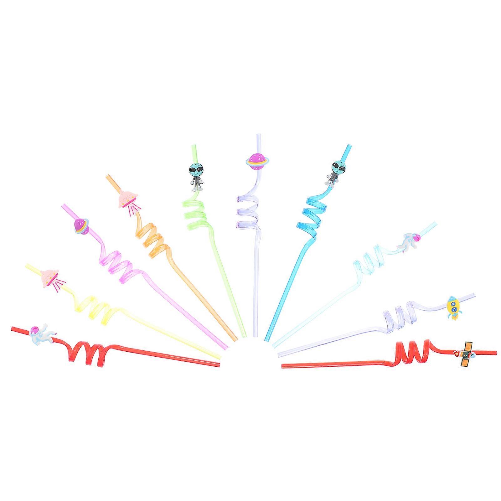 装飾ストロースパイラル型ストローパーティーデコレーション26x3cm飲用具10個