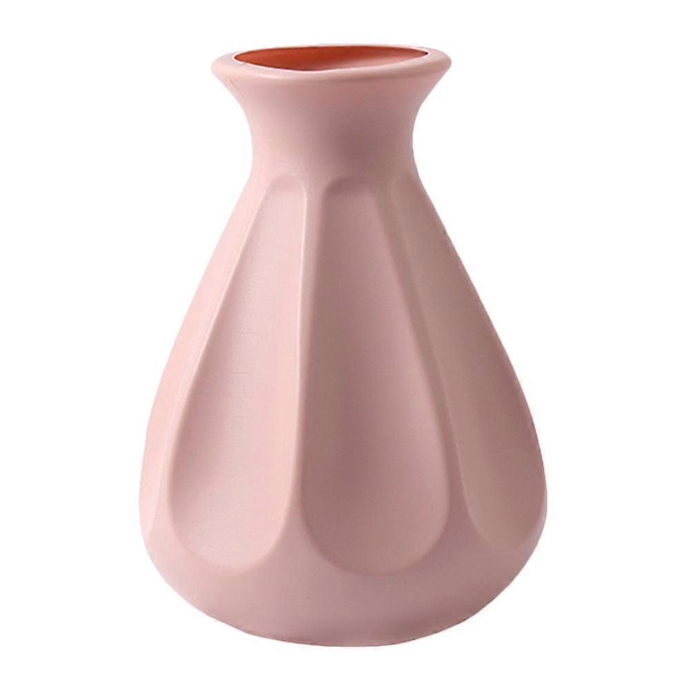 Vase Craft Ceramic Look Plastic Vase Desk Use Pink 14X20CM Homeowners 1Set