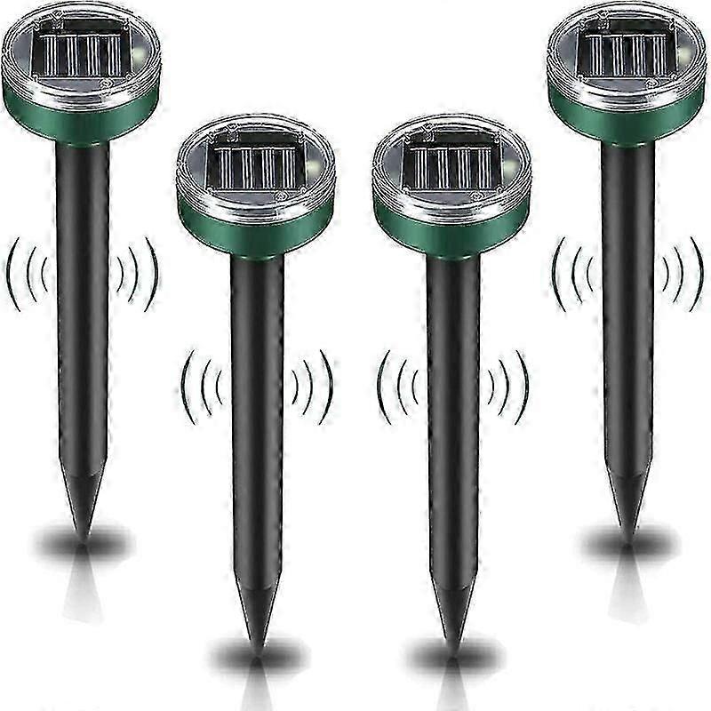 Solar Mole Repeller, 4 Pieces Ultrasonic Pest Repeller - Mole Control With Ip65 Waterproof, Mole Repellent Garden Mole Repeller