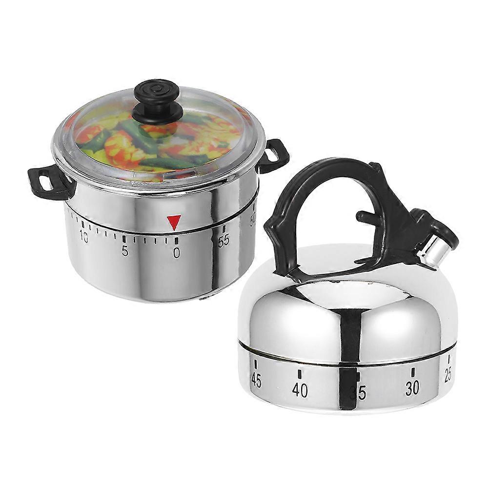 Mechanical Kitchen Timer Countdown Reminder for Baking and Boiling Eggs Stockpot Shape 2Pcs