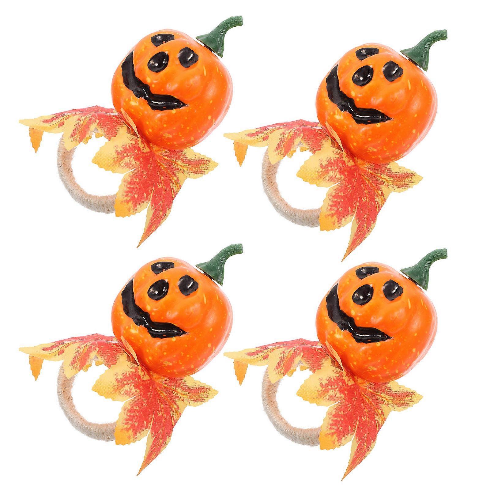Rustykalny pierścień na serwetki Akcesoria do stołu w kształcie dyni Halloween Party Pomarańczowy 14,00X11,00X4,50 CM 4 zestawy