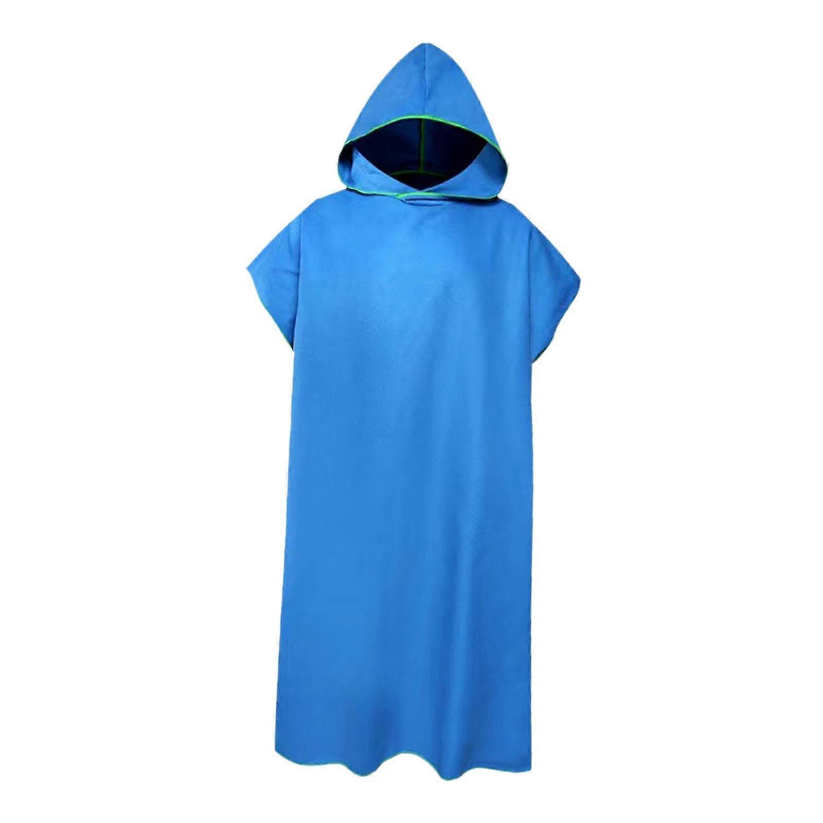 Microfibre Surf Poncho Hooded Bathrobe Beach Towel with Hood Swimming Towel for Pool blue