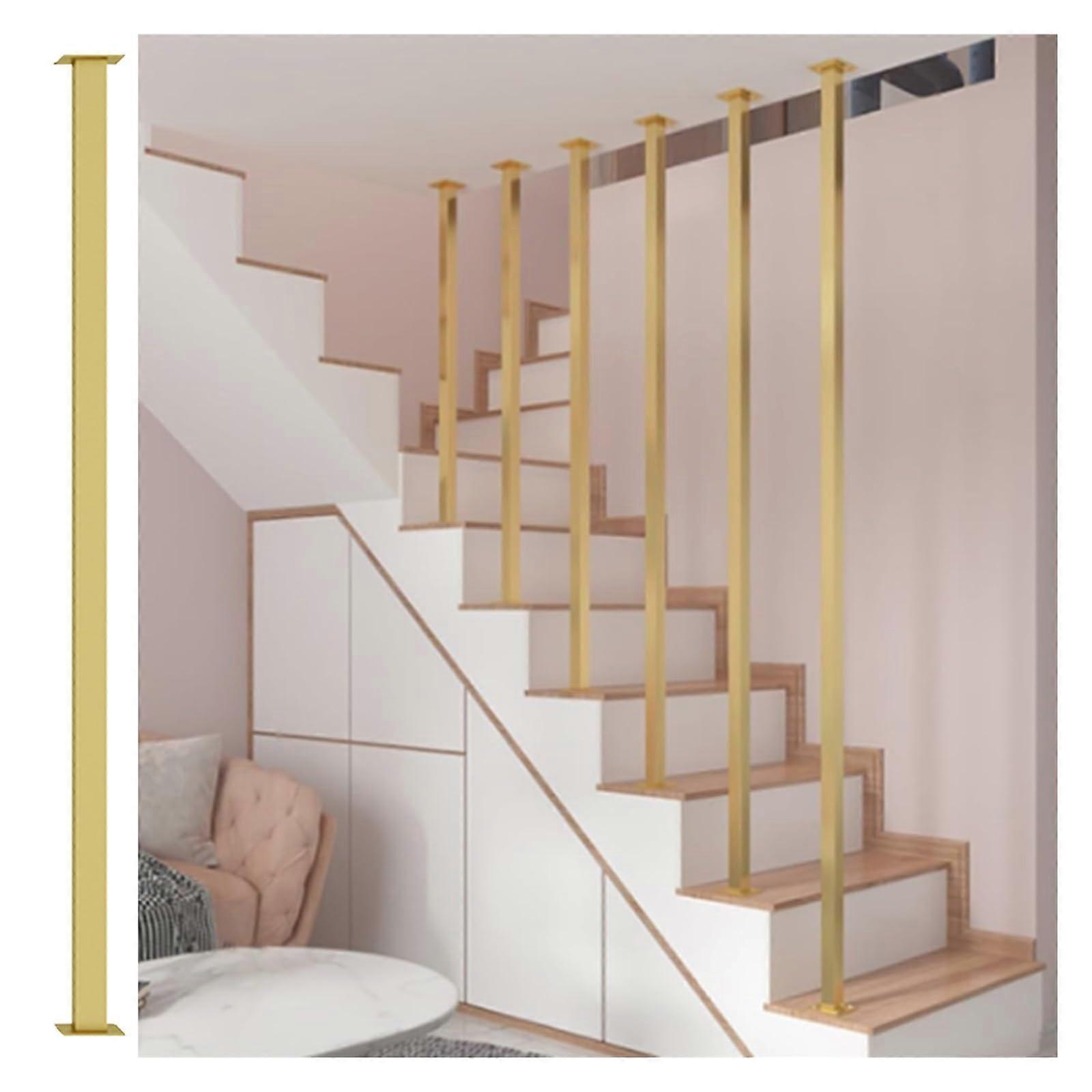 Balustrade Railing 130-210 cm High, Golden Square Spindle Balusters, Detachable Partition Post 110 cm, 1 Pack