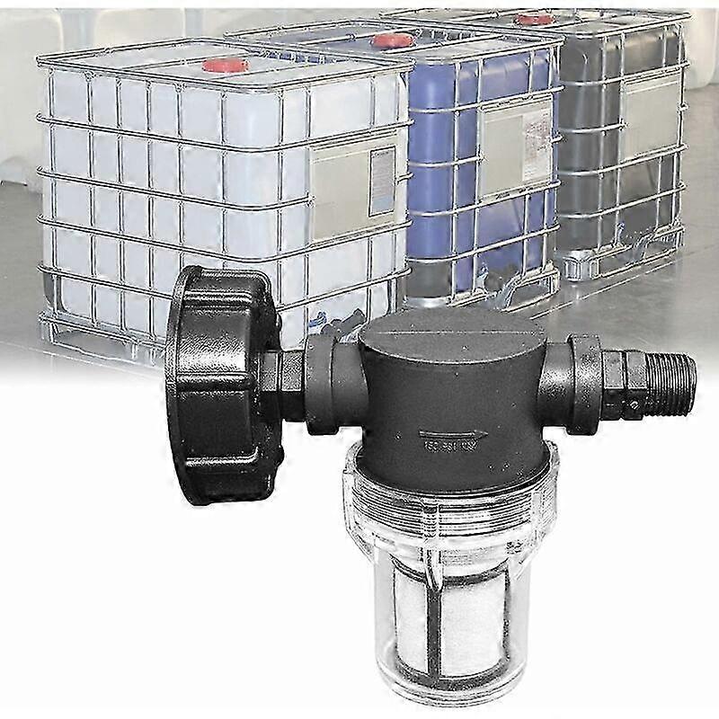 Garden Hose Connector for 1000 L Tank, Rainwater Collection Joint with Filter, S60x6 Water Tank Adapter (1/2'' Outer Thread) for Use with Ce
