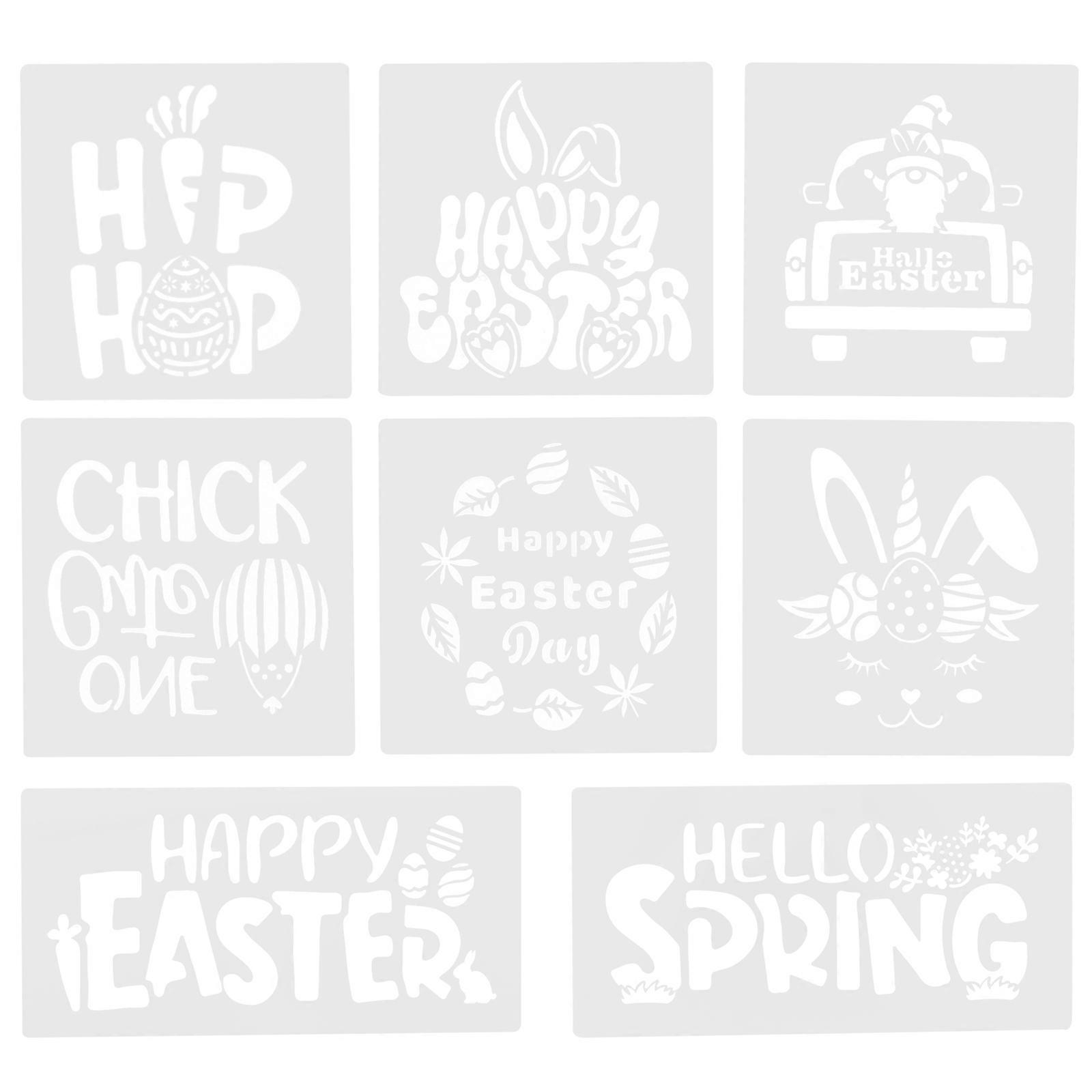 Diy Spray Stencils Reusable Stencil Easter Themed Craft Supplies Decoration 30.00X20.00X0.50Cm 8 Sheets