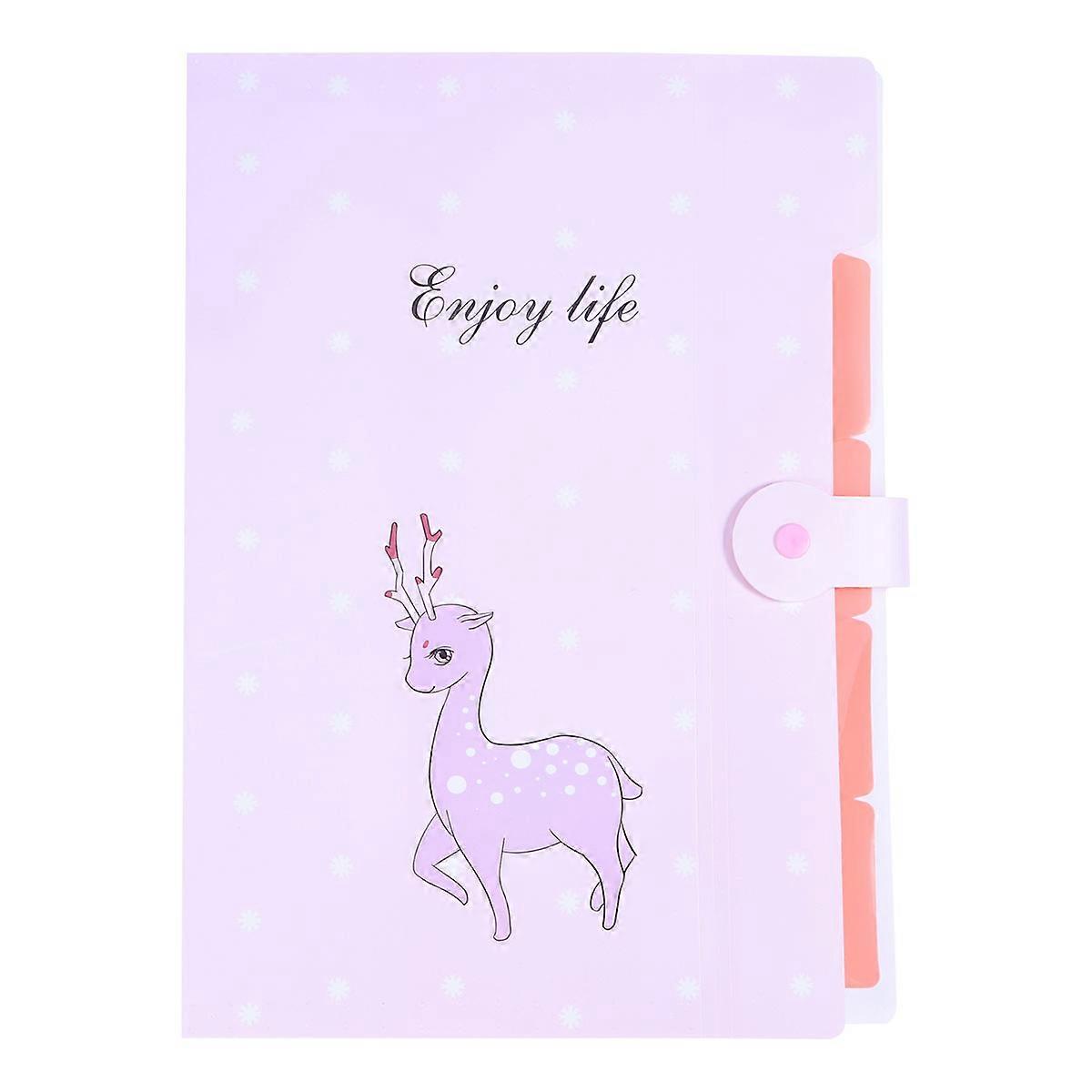 Expandable File Folder Organizer Large Capacity Pink A4 Size For Students Office Use 1Set