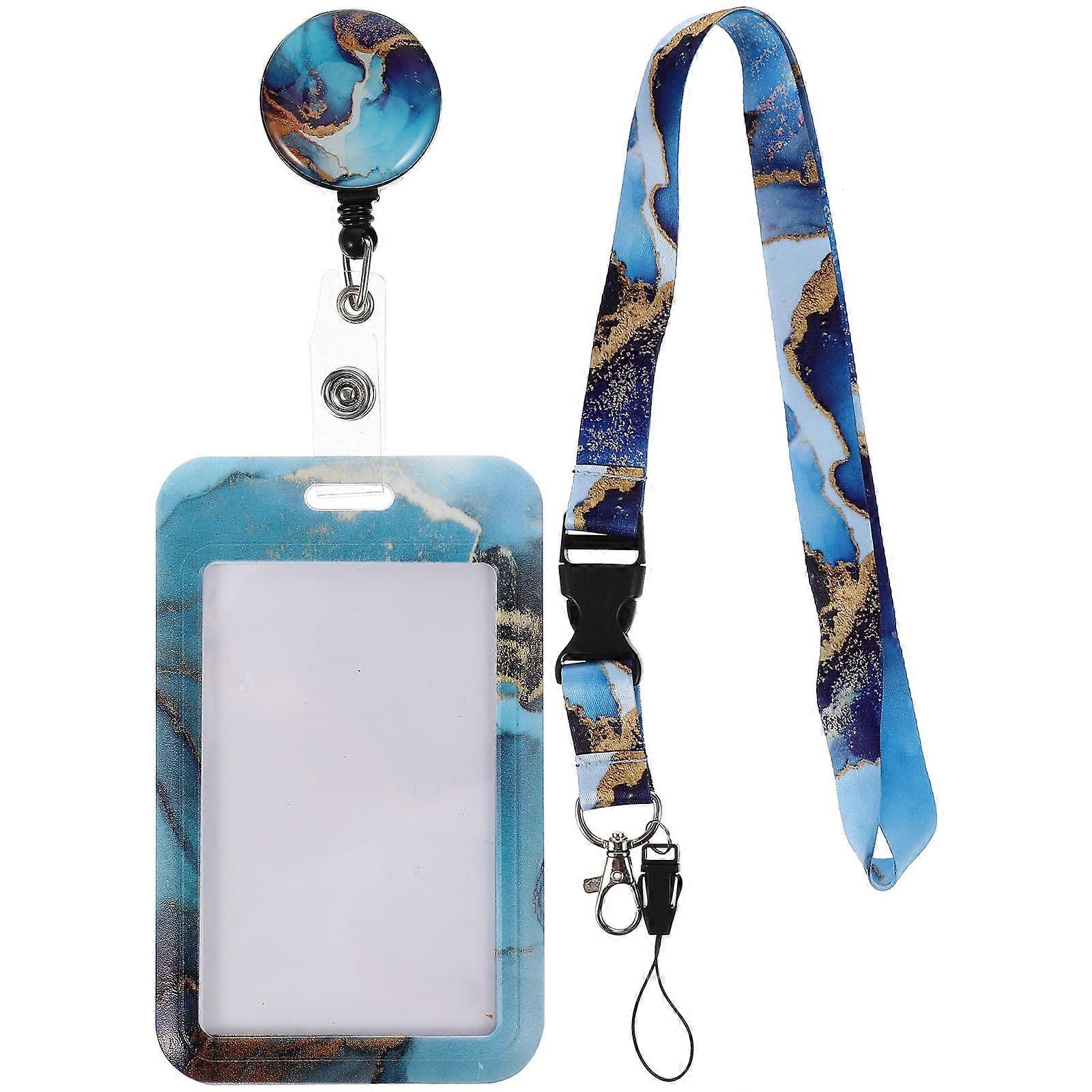 Work Badge Sleeve Plastic Id Card Holder Office Use Blue 69X7CM Easy Access For Swiping 1Set