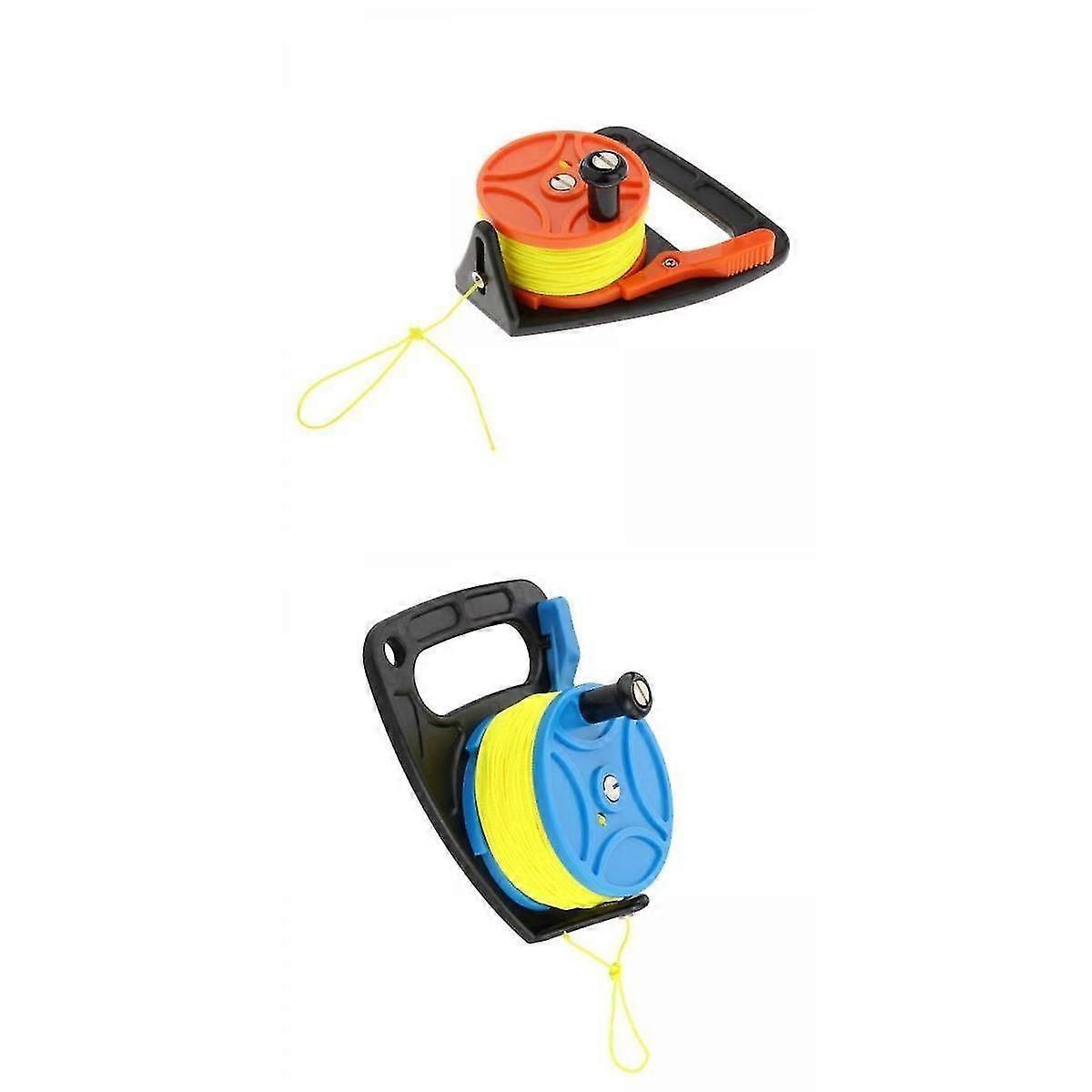 2pcs Multi Purpose Scuba Diving Reel Handle Gear Kayak Orange Blue