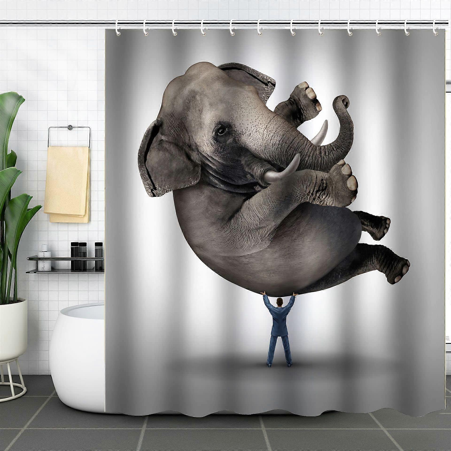 Elephant Shower Curtain, AntiMould, WaterRepellent, Washable Polyester, 120x200 cm Ref: 9983