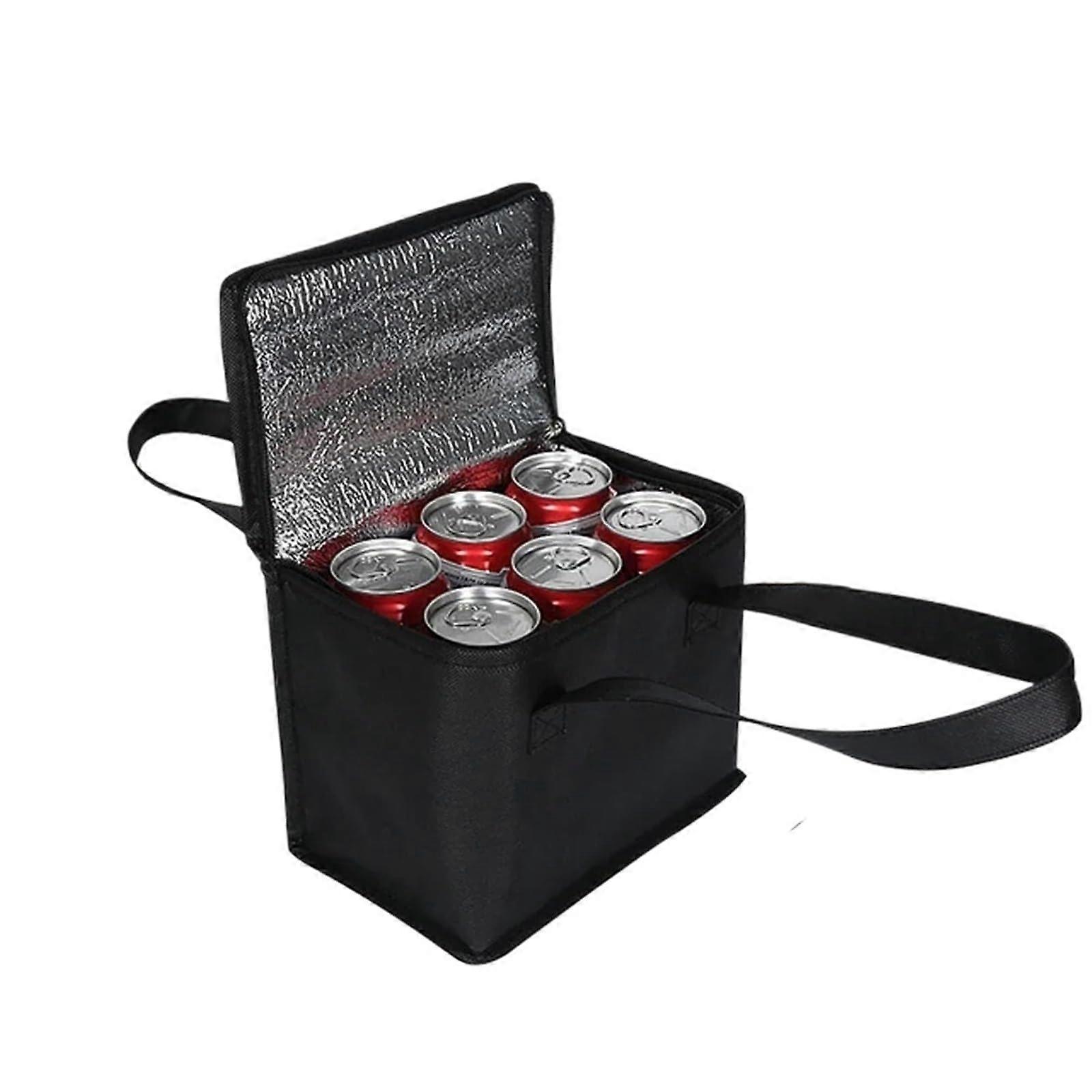Foldable Large Lunch Cooler Bag, Insulated, Picnic Ice Bag, Small Black