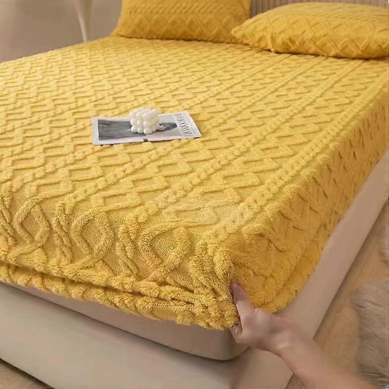 Mattress Protector Twin Size, Luxury Ultra Soft Duvet Cover with Deep Pocket, Breathable Yellow Cover for All Pillow Sizes