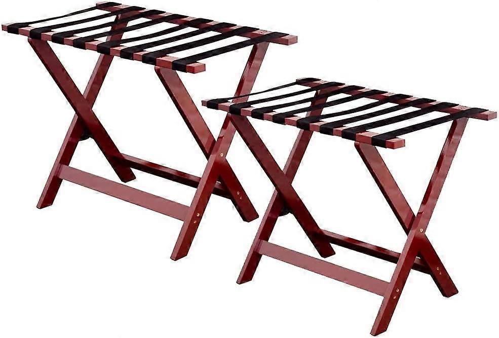 Guest Room Luggage Rack, Foldable Suitcase Stand, Solid Wood, Nylon Strap, 80x45x60cm, Load Capacity, Color B