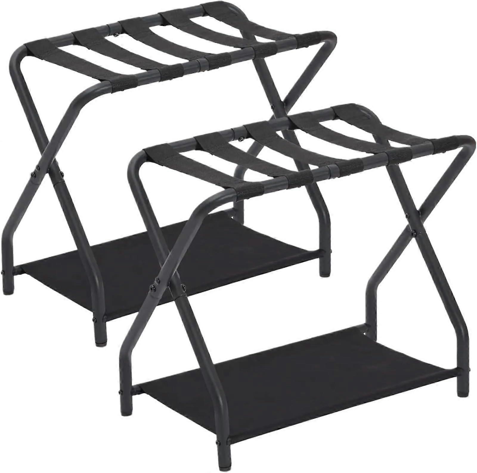 Gepäckträger, Gepäckträger, faltbarer Kofferständer für das Gästezimmer, Gepäckhalter aus Metall (schwarz, 2er-Set)
