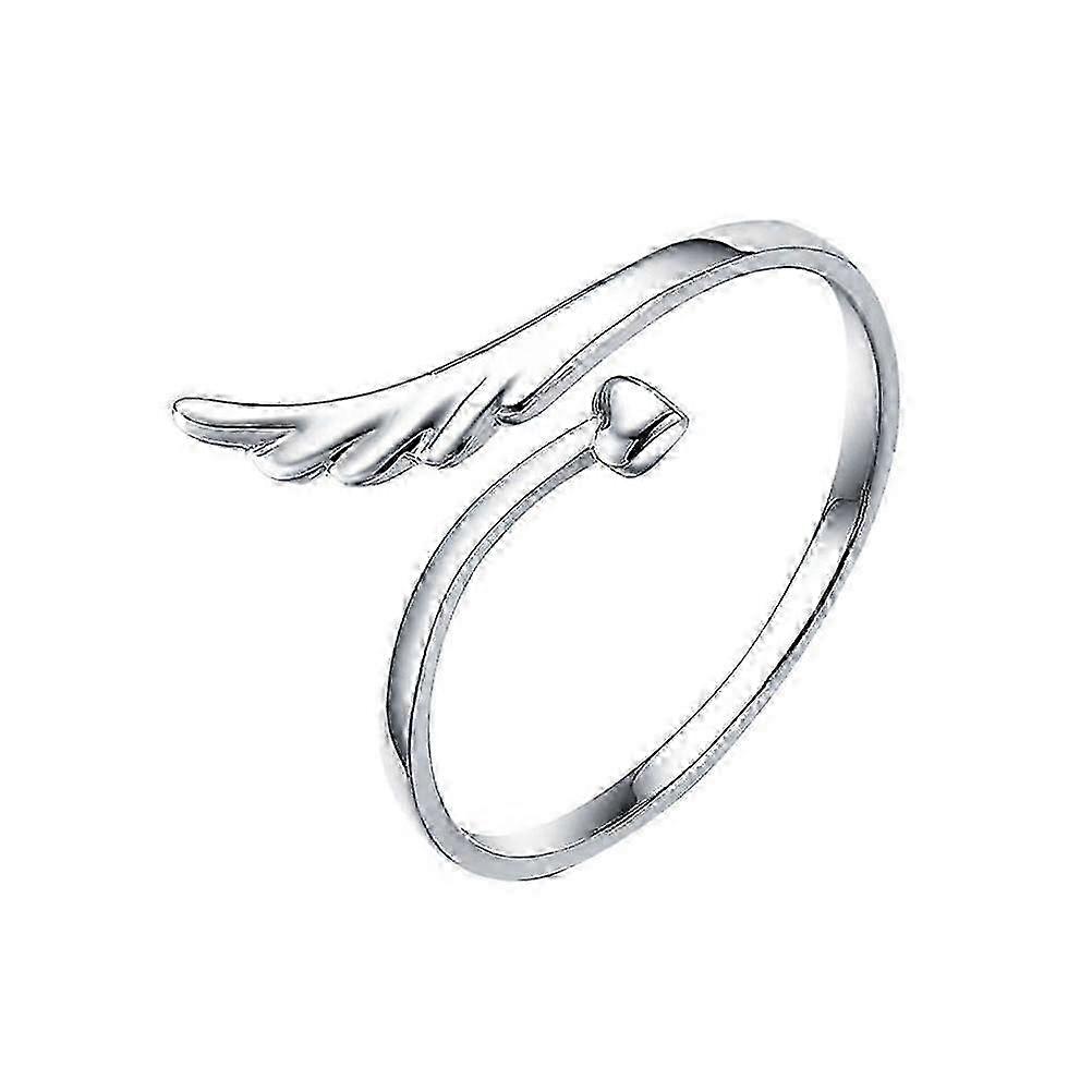 Silver Adjustable Finger Ring in Lady's Angle Wing Style