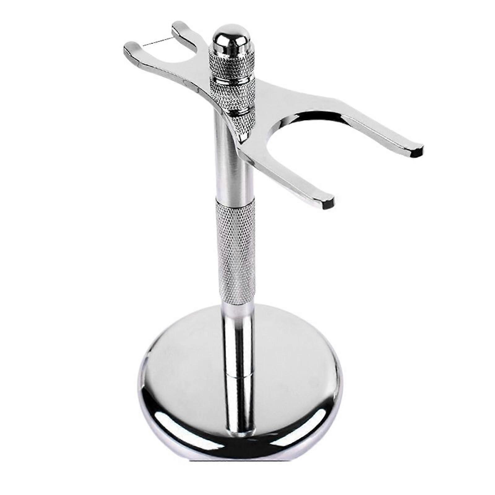 Shaving Stand for Wet Shaving - Silver Luxury Shaving Accessories with Beard Brush Holder and Durable Design