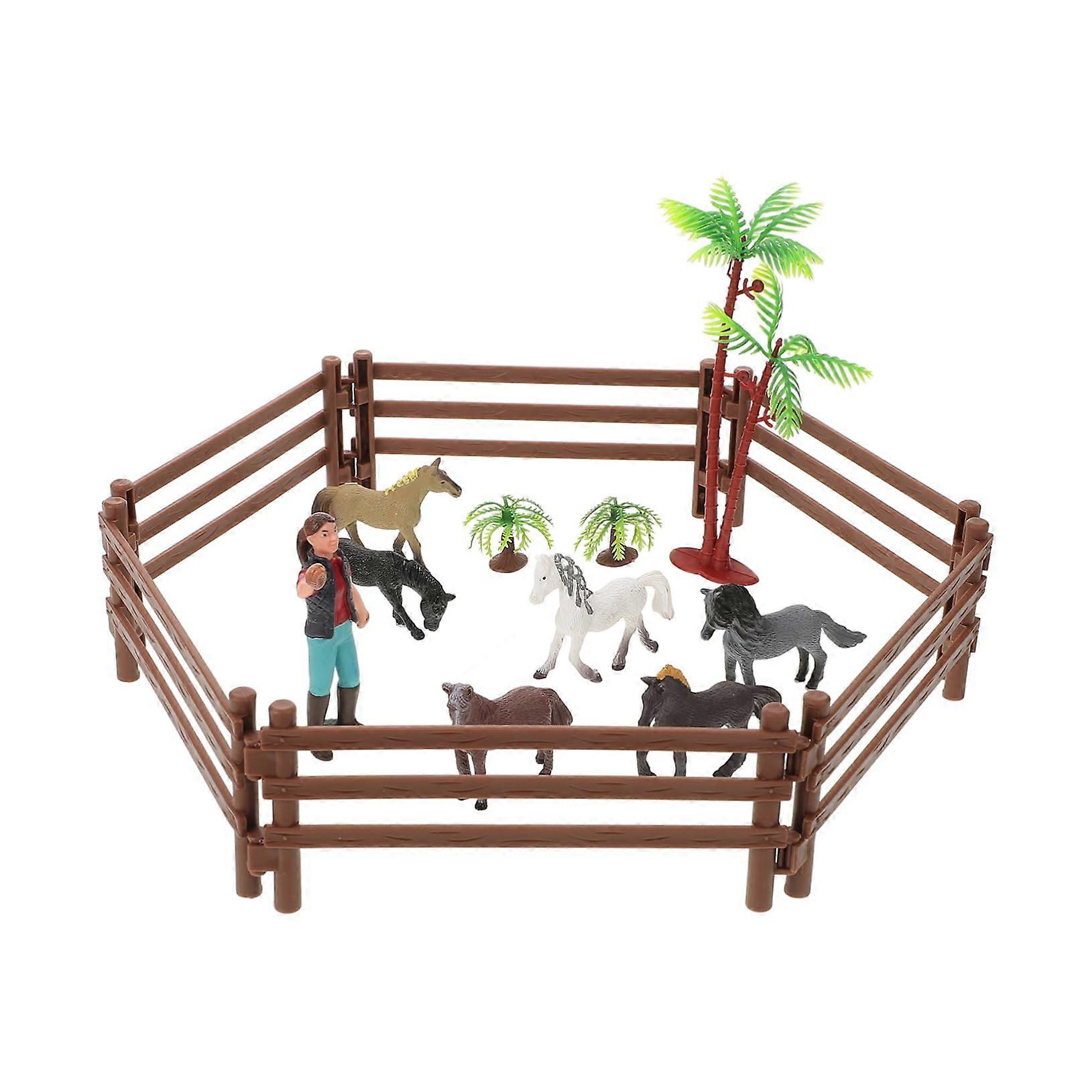 Mini Stable 1 Set Play Set Farm Toy Model Plastic Horse Stable Realistic Miniature Barn Ranch Model