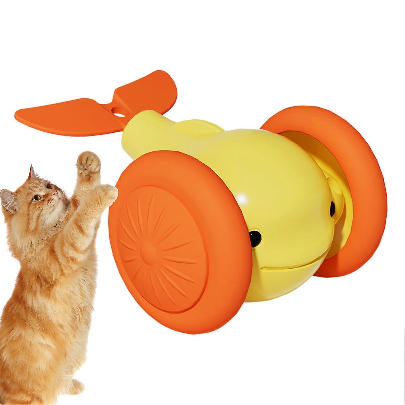 Cat Automatic Moving Ball, Little Whale Shape Electric Toy, Rechargeable Pet Plaything, for Indoor Fun, Kitten Training, Interactive Toy, Yellow