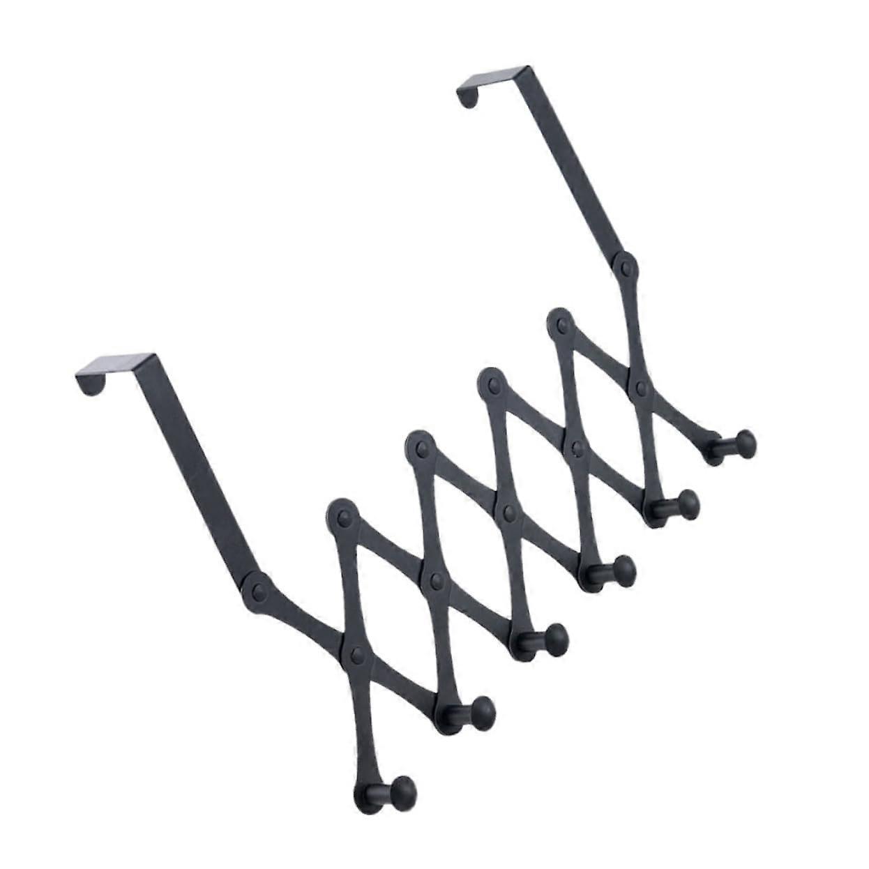 Expandable Black Door Hook for Bathroom and Hallway, No Drill Towel and Hat Hanger, Space-Saving and Durable Design