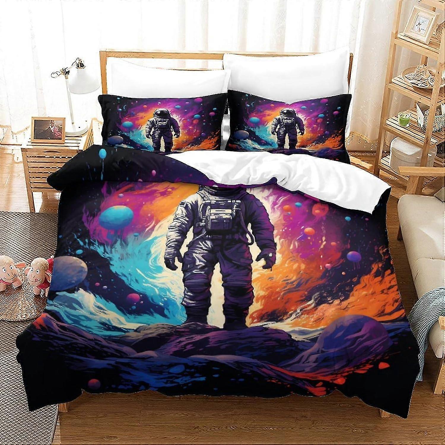 3 Pieces Cosmic Landscape Bedding Set with Pillowcases Soft Microfiber Duvet Cover Double Size