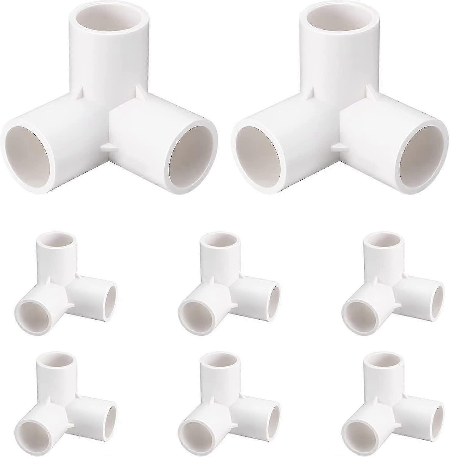 3-Way Elbow PVC Fitting Connector 20mm for DIY Shelf Garden Support White 8pcs