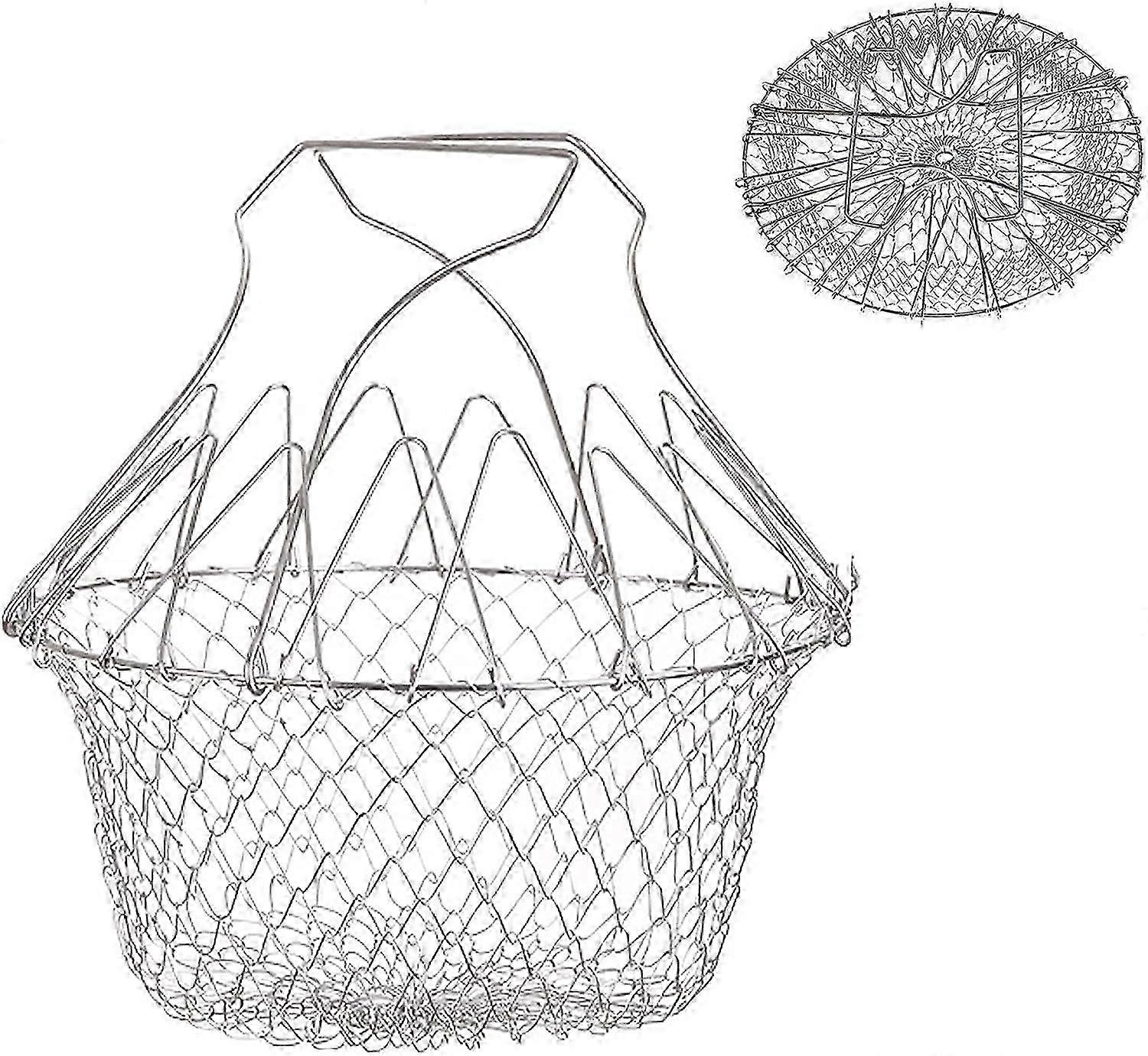 Stainless Steel Expandable Frying Basket - Chef Sieve (Blue)