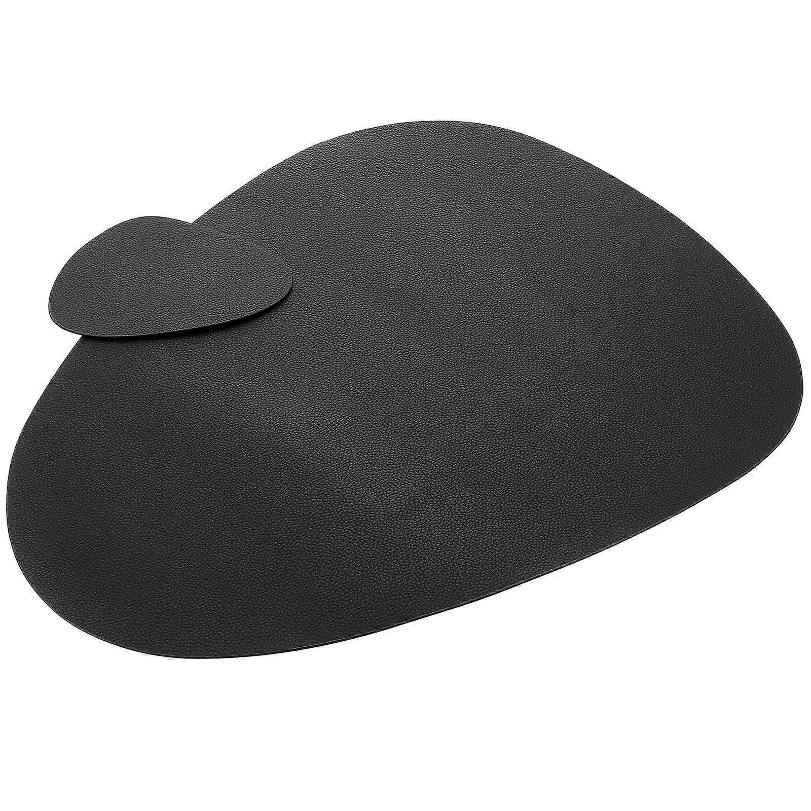 Waterproof Nordic Style Place Mat Dining Table Use Rectangular Shape Pu Leather Black Color 1Set