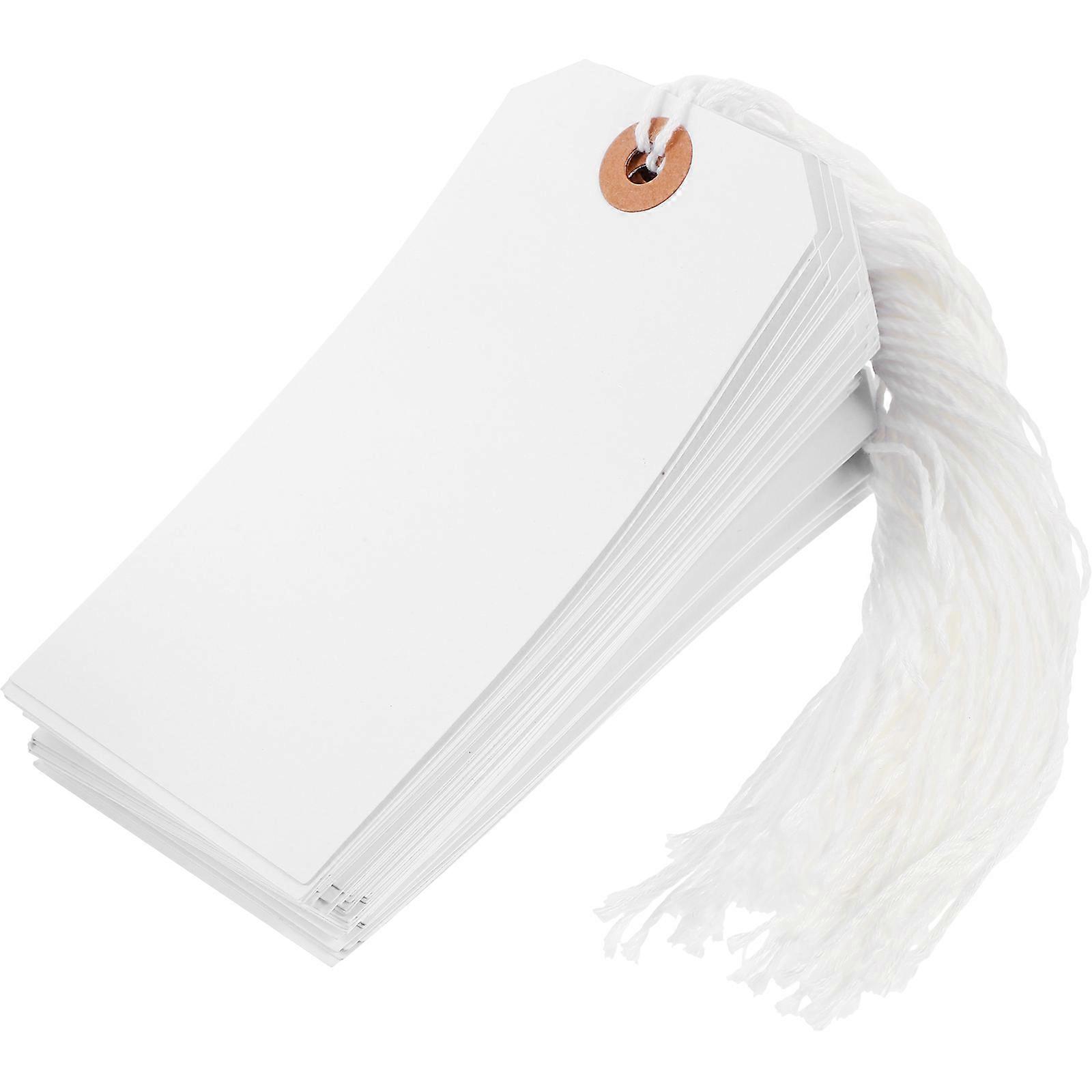 100pcs Blank Price Tags with String, Reinforced Eyelet Paperboard Labels for Jewelry, Crafts, Clothing, Weddings, and Events