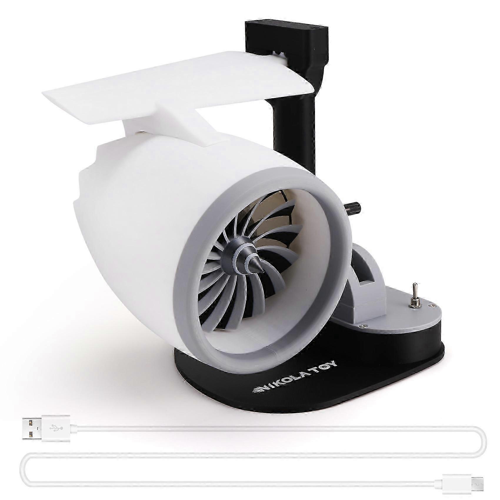 USB Jet Fan Desktop Turbofan Engine Fan 3D Printed Turbo Jet Ventilator with Atomization Device Red Light