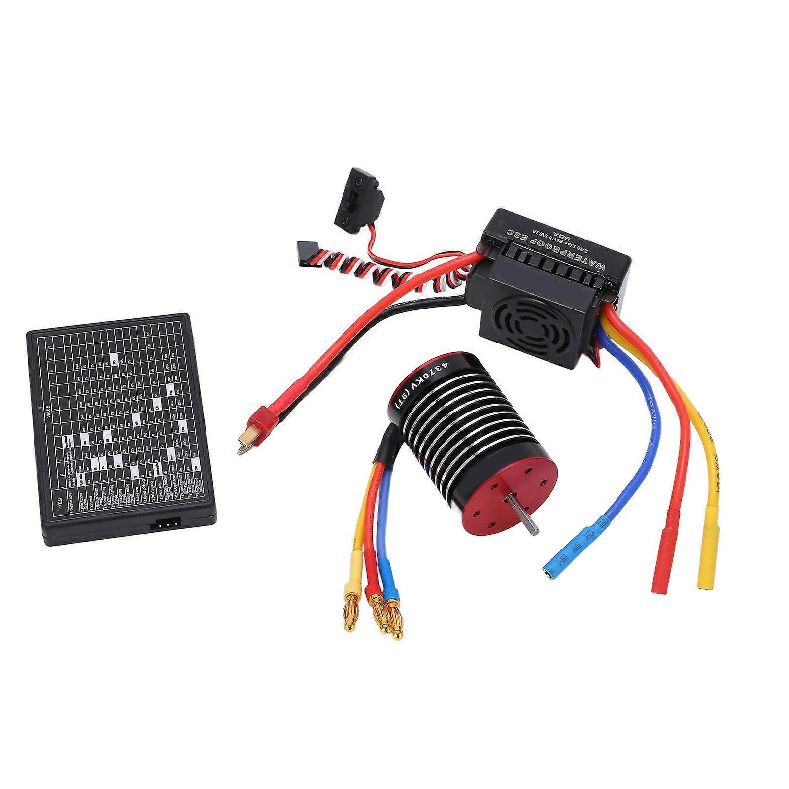 F540 4370KV Brushless Motor 60A Waterproof ESC Programming Card Set for 1/10 RC Car Parts