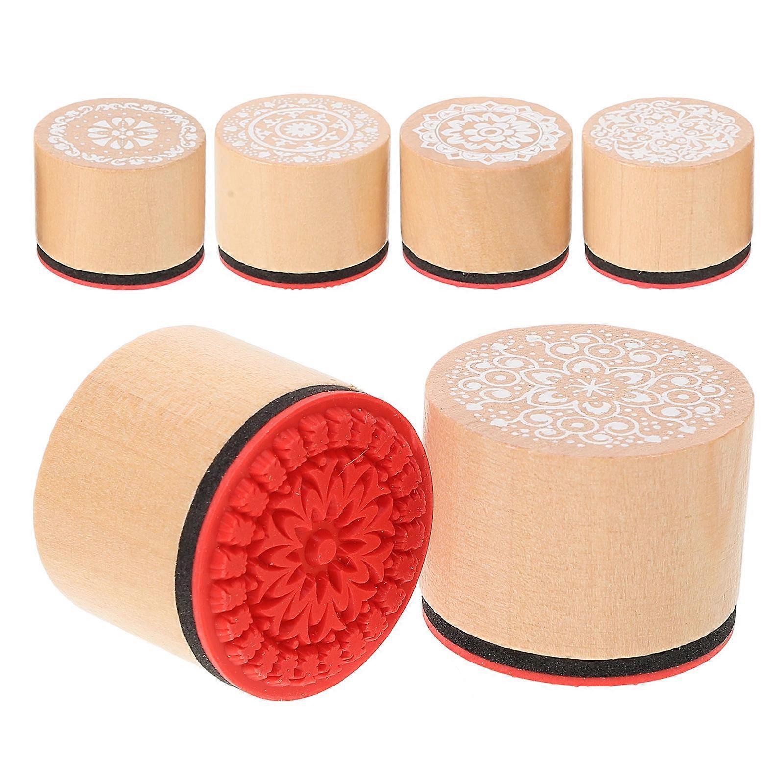 Wood Stamps Scrapbook Stamps Handmade Creations Multi Color 1.18X1.18X0.98in Card Making 6Pcs
