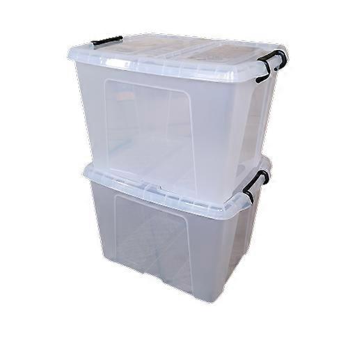 2 X 40l Smart Storage Box, Clear With Clear Extra Strong Lid, Stackable And Nestable Design Storage Solution