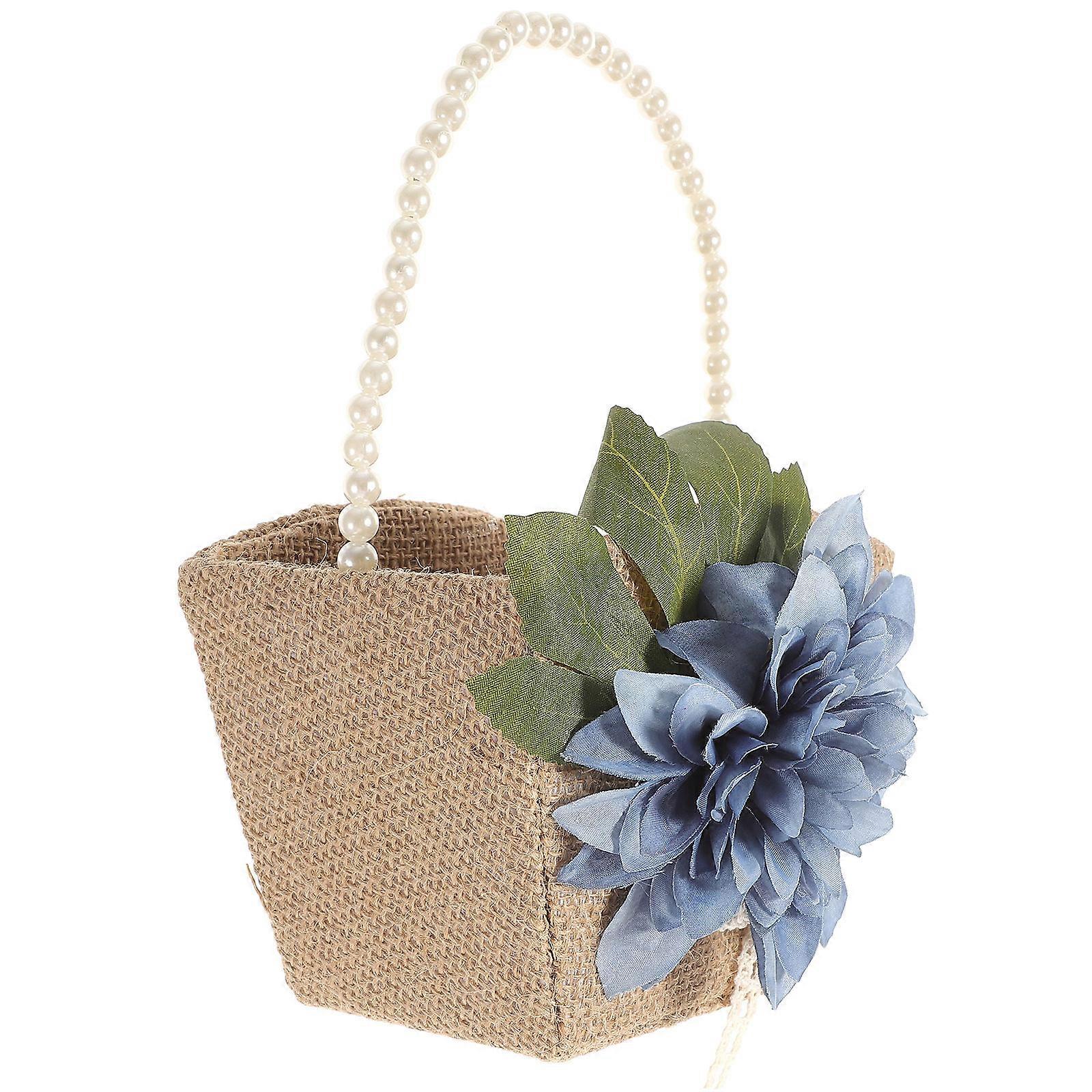 Lan Wedding Basket with Pearl Handle for Decoration