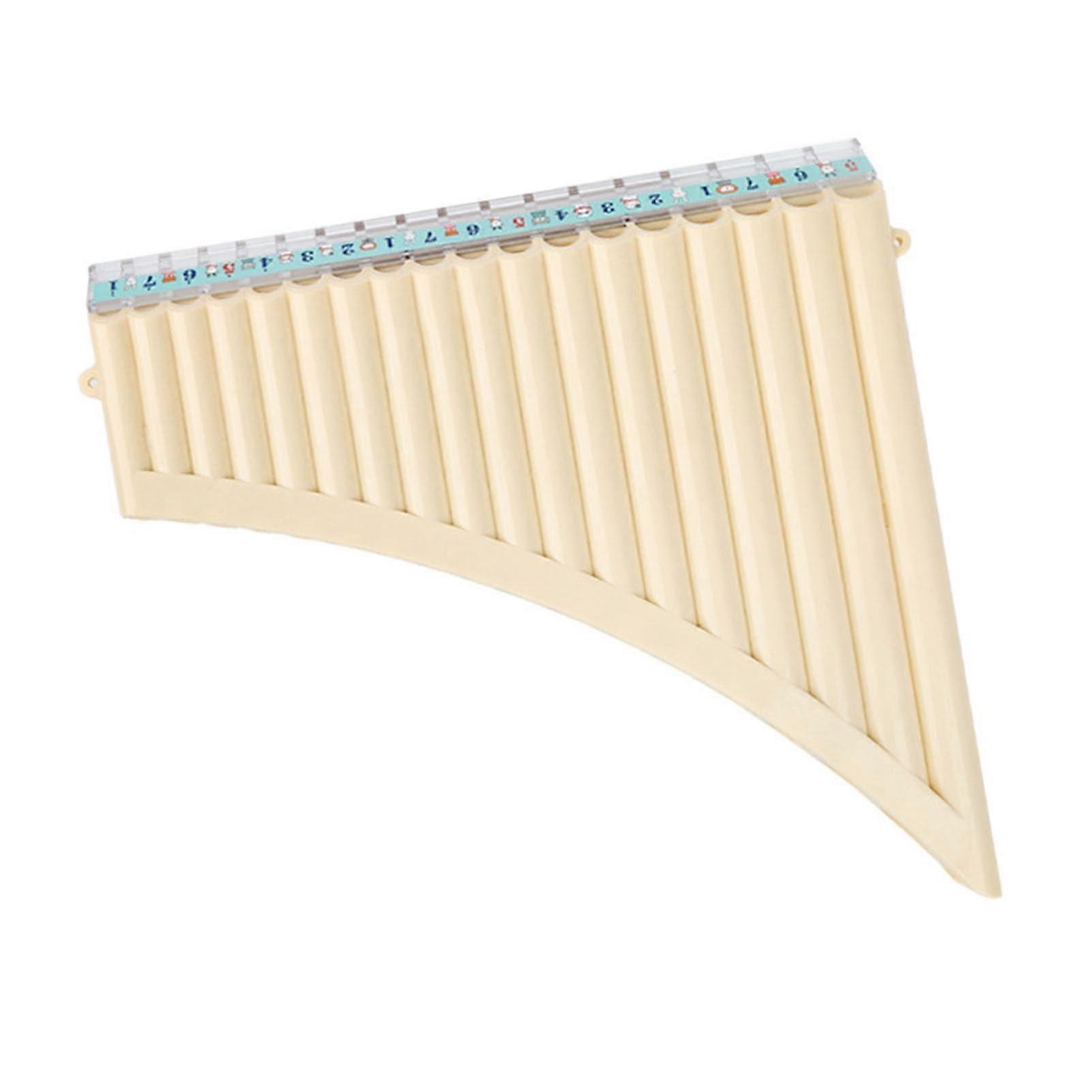 Pan Pipe with Mouthpiece, 18 Tubes, Pan Pipe, Flute for Students and Beginners (NonStraight White) White (not exactly white)