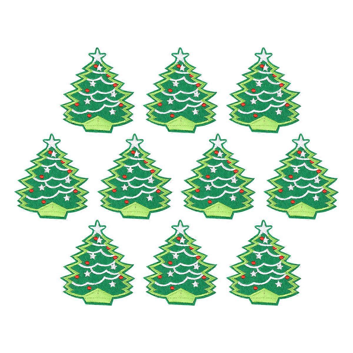 Christmas Embroidery Patches with Bright Colors and Patterns for Decoration Green Cloth Lightweight
