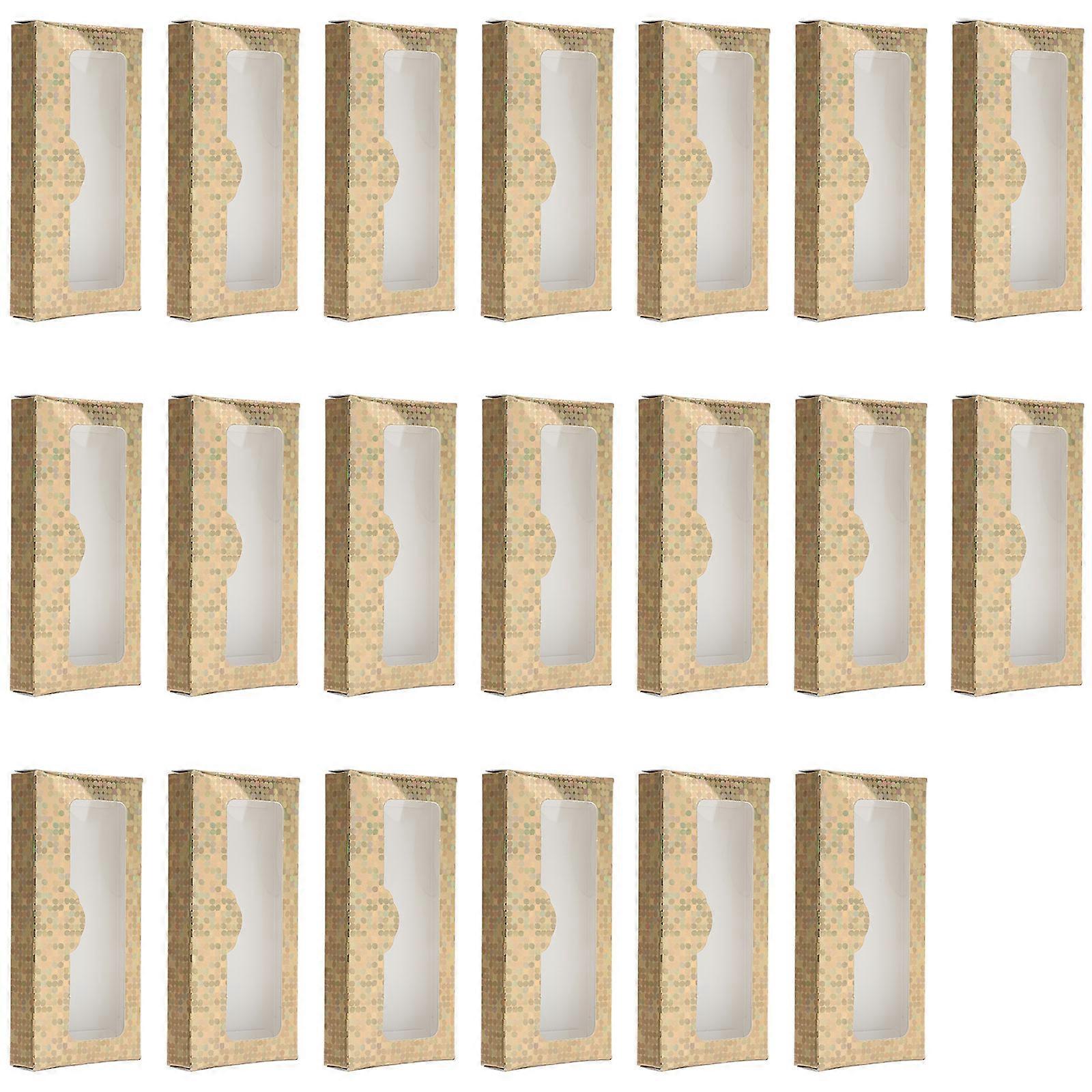 Eyelash Storage Case Golden Rectangular Window Design For False Eyelashes Daily Makeup Protection from Damage 20Set