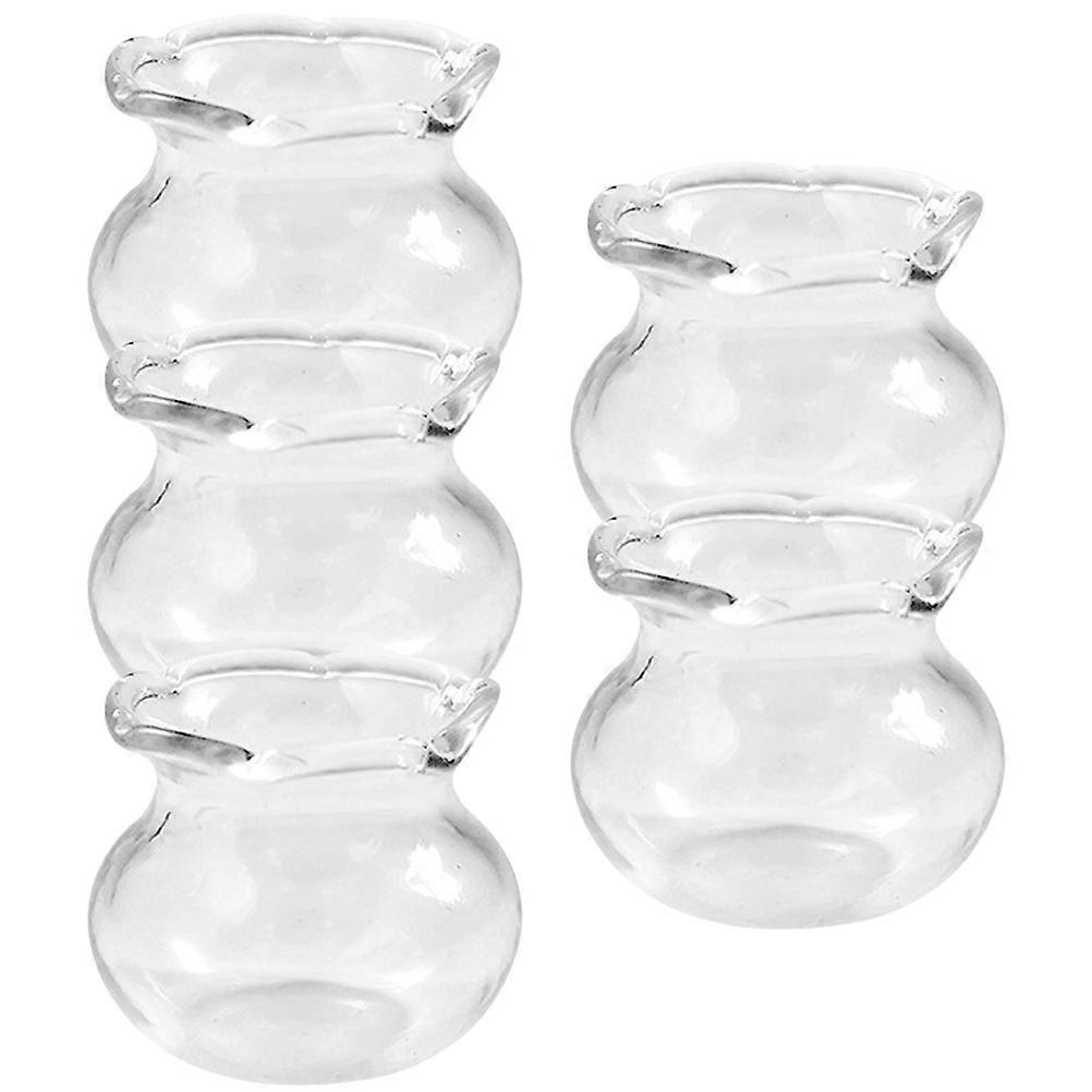 5Pcs Glass Fish Tanks Desktop Ornaments Mini House Toys Micro Fish Bowls