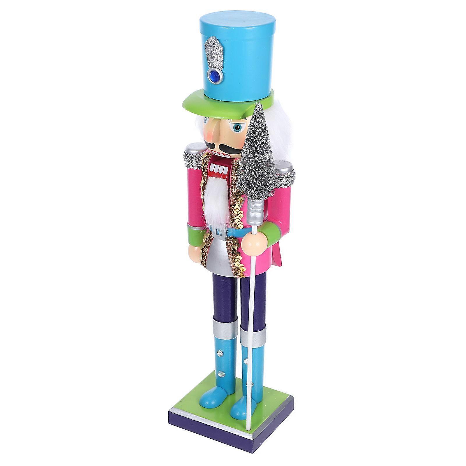 Nutcracker Christmas Ornament Soldier Decorative Item Rosy 38x9cm Traditional Design Christmas Decoration 1Pcs