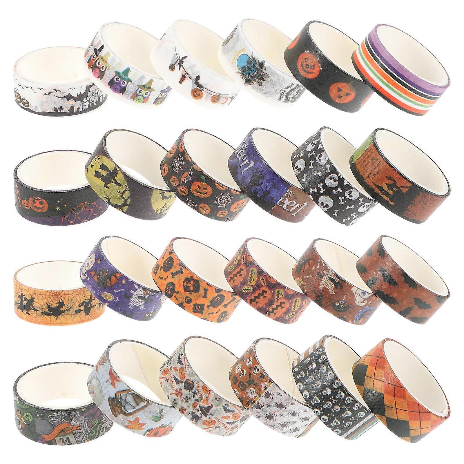 24 Rolls Halloween Washi Tape Decorative Adhesive for DIY Crafts, Scrapbooking, Party Supplies, and Festive Decorations