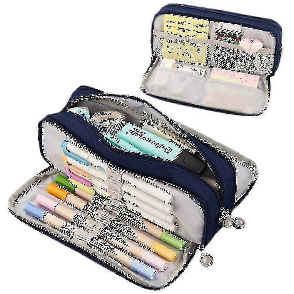 Trendy Large Pencil Case with 3 Zippered Compartments - Perfect for UK Teens