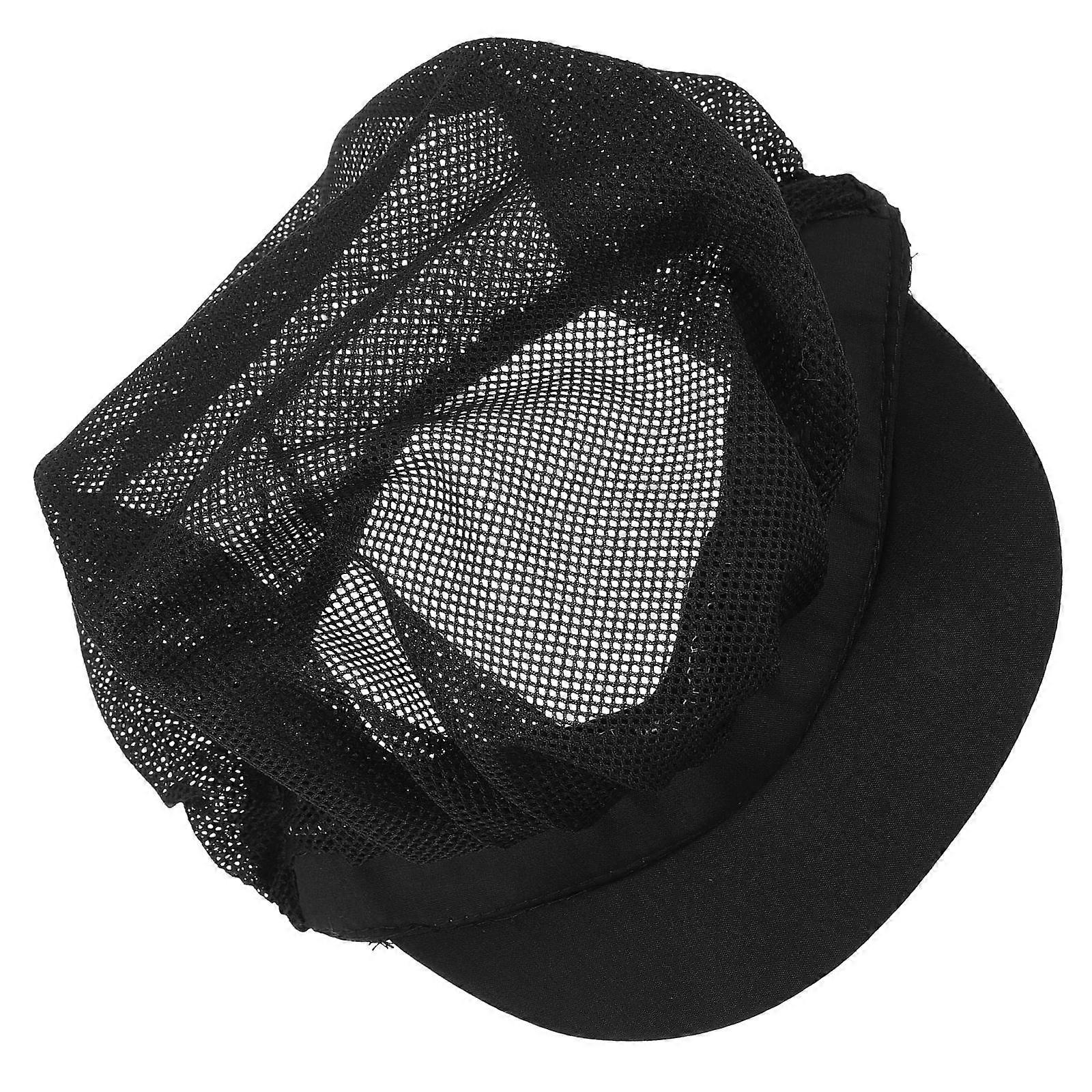 Breathable Chef Hat Adjustable Elastic Mesh Work Cap For Kitchen Working Black 21.00X19.00X19.00CM 1Pcs