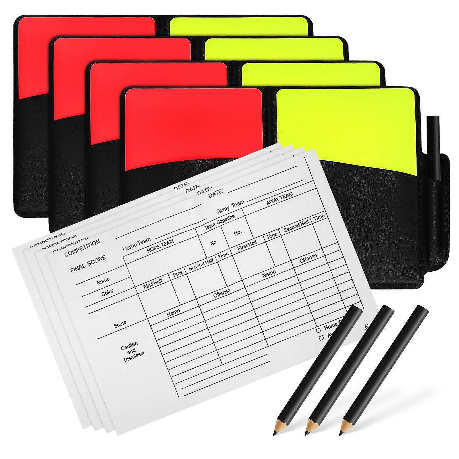Soccer Referee Red Yellow Card Set with Scorebook and Pencils – Versatile Sports Game Management Kit for Soccer, Volleyball and Official Matches