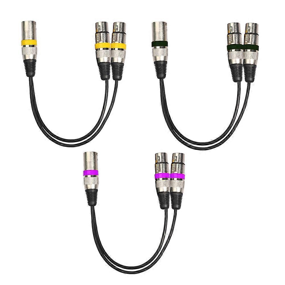 XLR Male to Dual XLR Female Microphone Cable for Balanced Audio 0.3M Plastic & Metal