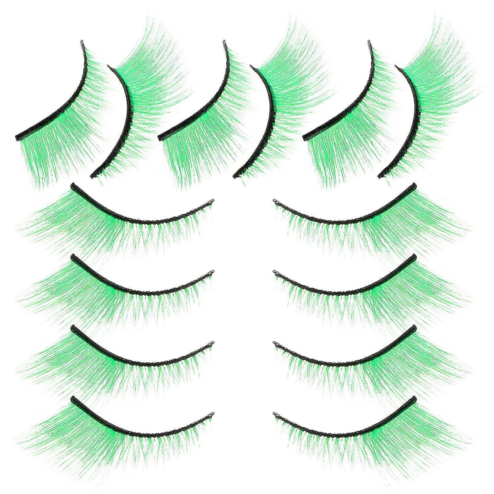 7 Pairs Extra Long Green False Eyelashes – Durable Reusable Dramatic Lash Extensions for Party, Cosplay, Dance & Festival Makeup Looks