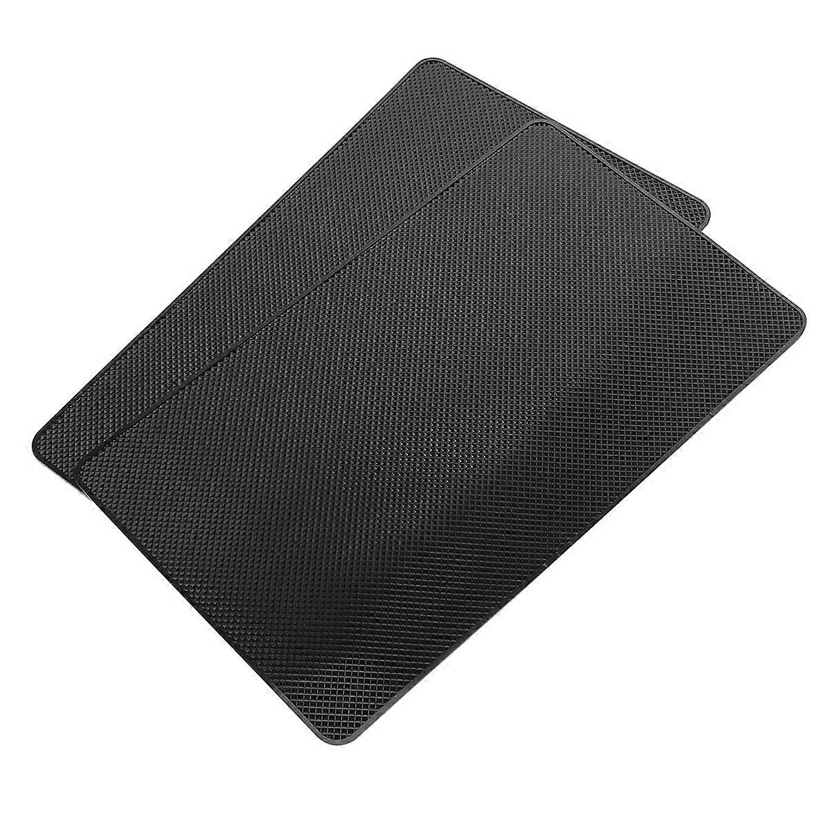 Non-Slip Dashboard Mats Car Use Black 27.5x16.2cm Rectangular Multi-Purpose 2Pcs