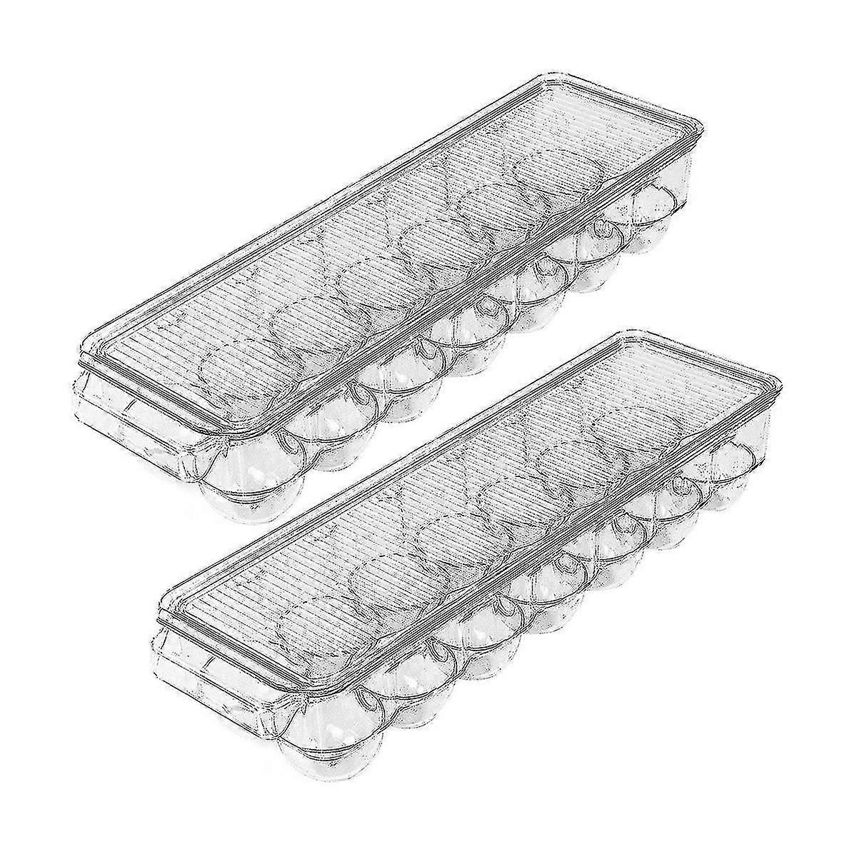 Egg Container 14 Egg Container With Lid & Handle, Egg Holder For Refrigerator, Egg Storage & Egg Tr