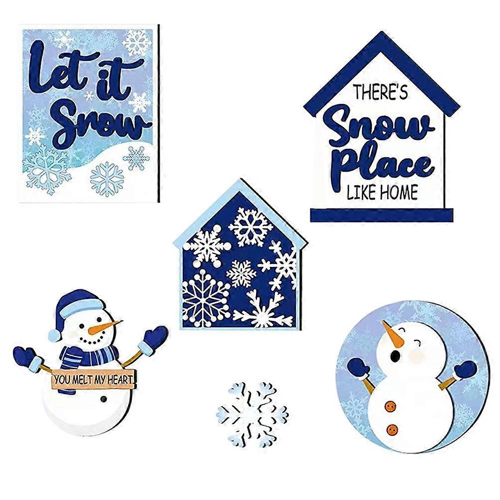 Ahşap Katmanlı Tepsi Dekor Öğeleri Noel Tarzı Çiftlik Evi Katmanlı Tepsi Süslemeleri Seti Kış Kar Temalı 15.00X12.30X0.50CM 1 Takım