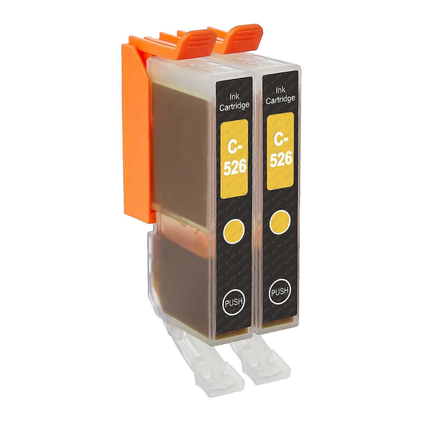 Go Inks Kompatible CLI-526Y Tintenpatrone Gelb, 2er Pack für Canon Pixma Drucker